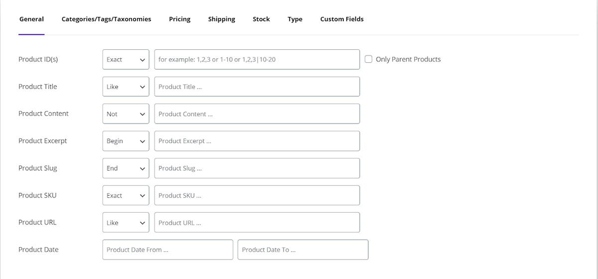 filter product in Woocommerce bulk product editing plugin
