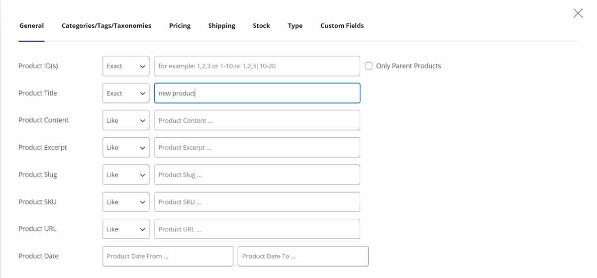Filter New Products in Woocommerce bulk edit plugin