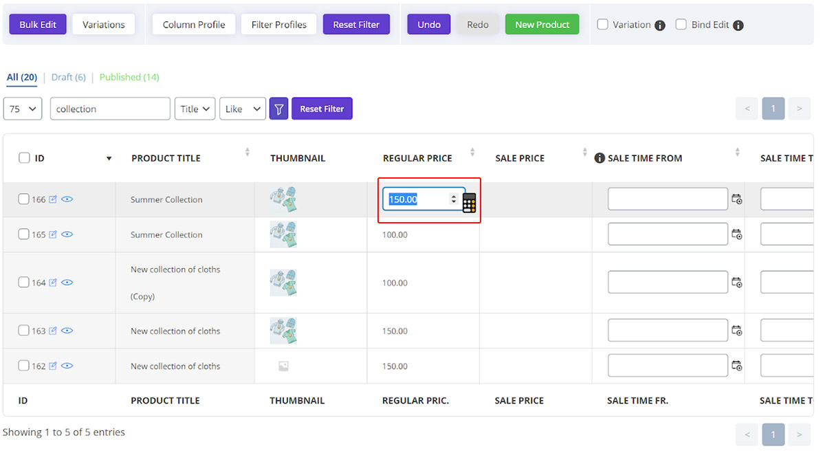 set new value for regular price in inline edit in woocommerce bulk product editing