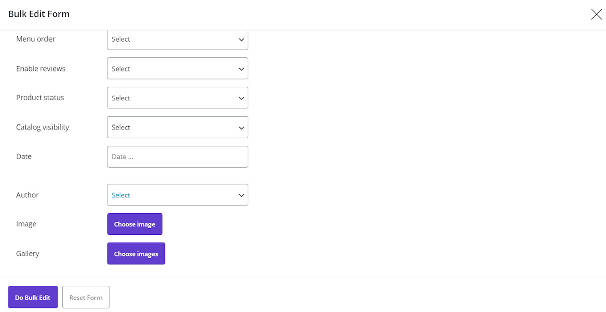 set general fields of product in woocommerce bulk product edit