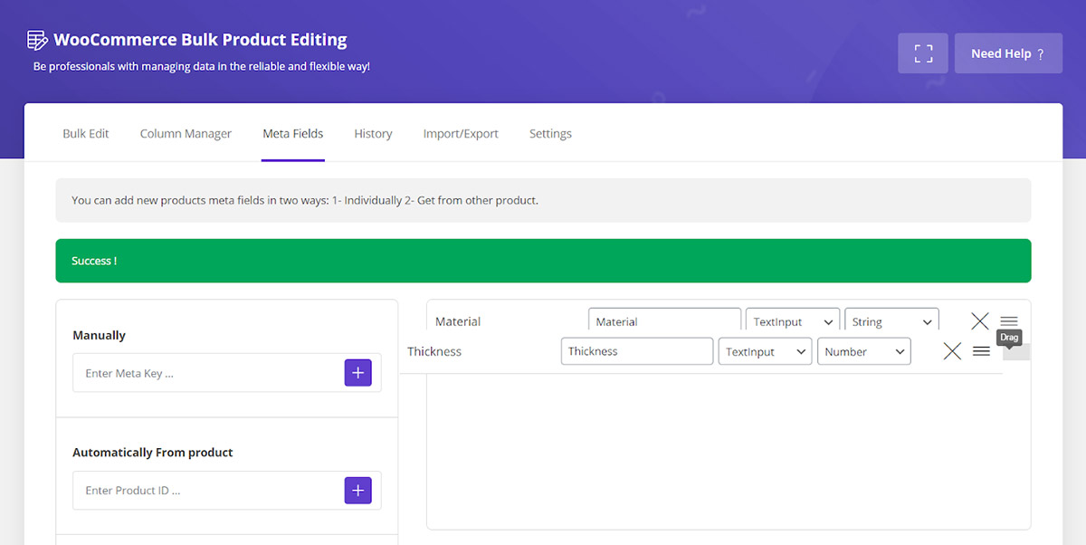 change fields order in woocommerce bulk product editing