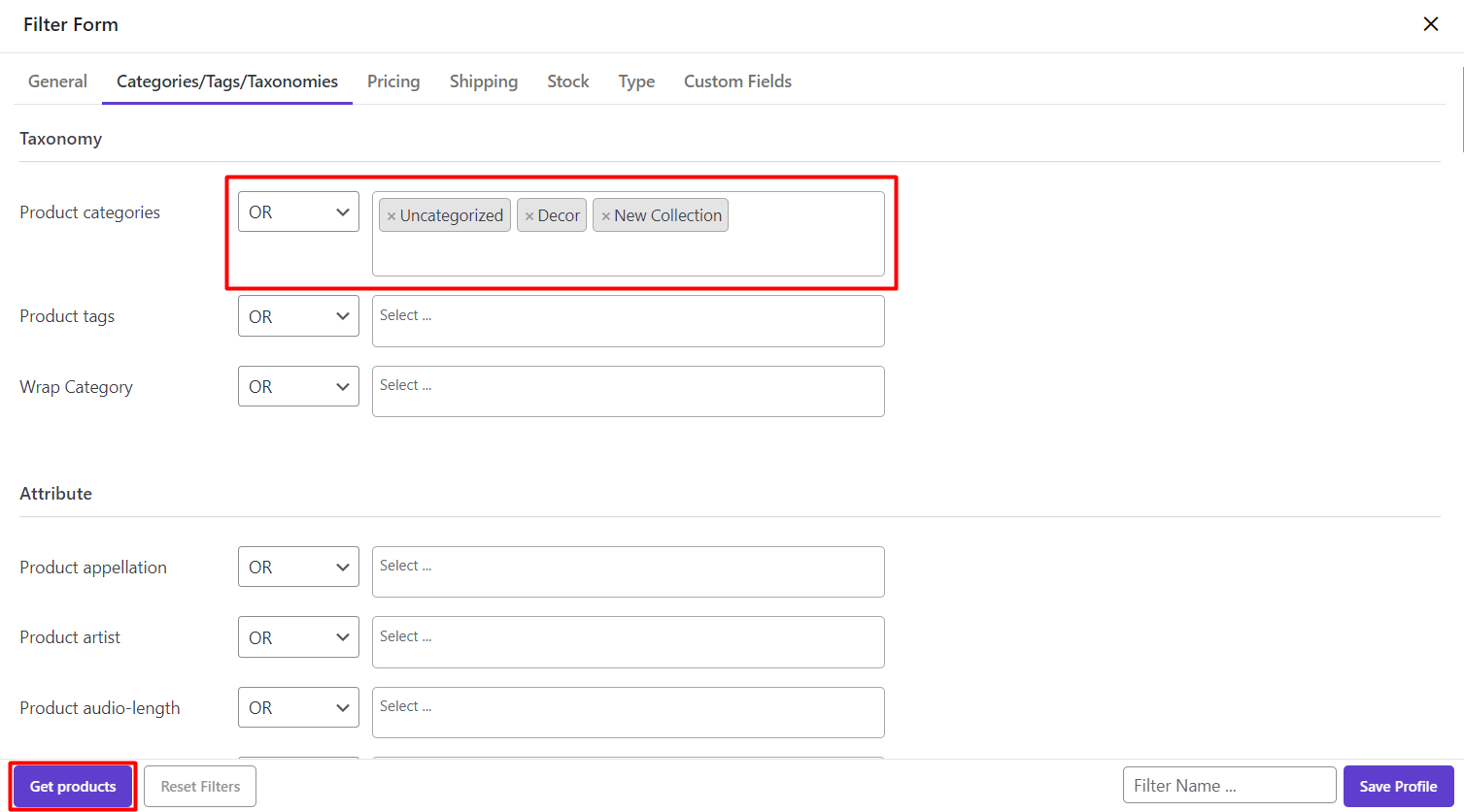 Filter Products in WooCommerce bulk product editing plugin