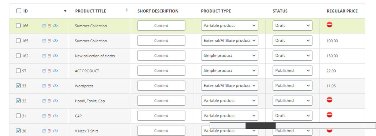 Changing the title of selected product