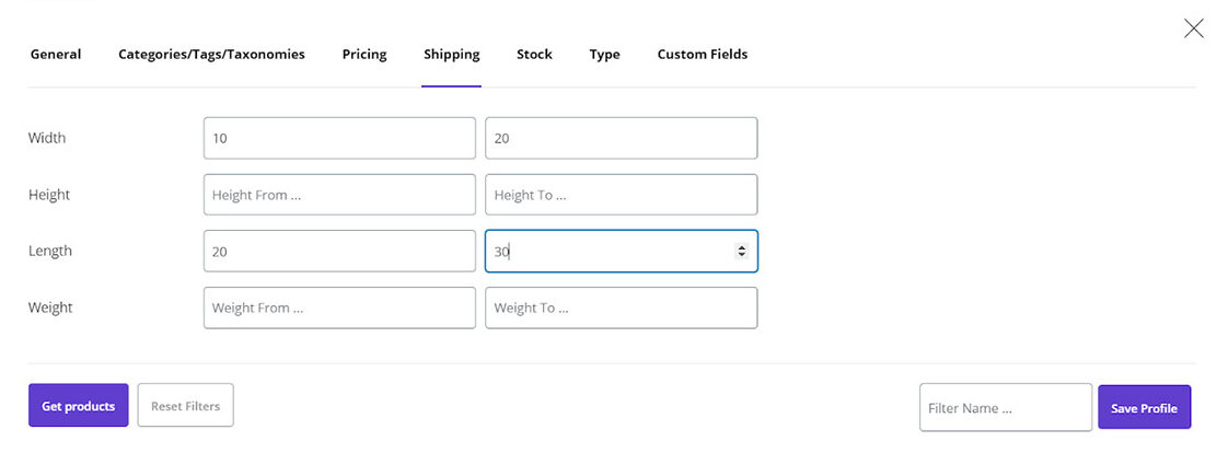 search for desire products in Woocommerce bulk product editing plugin