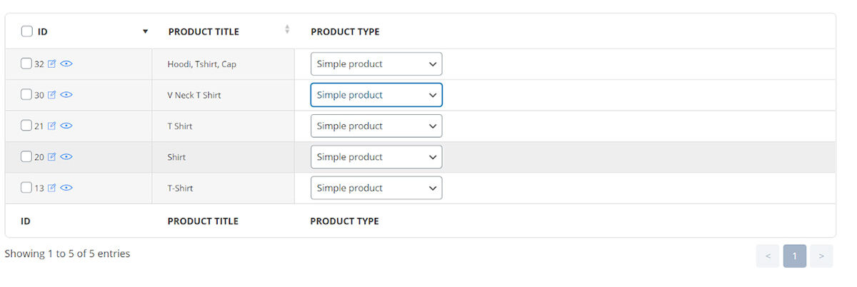 change simple to Variable Product