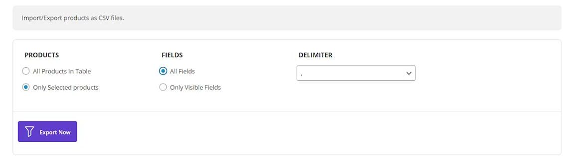 Export data related to selected Products in woocommerce bulk product eidting