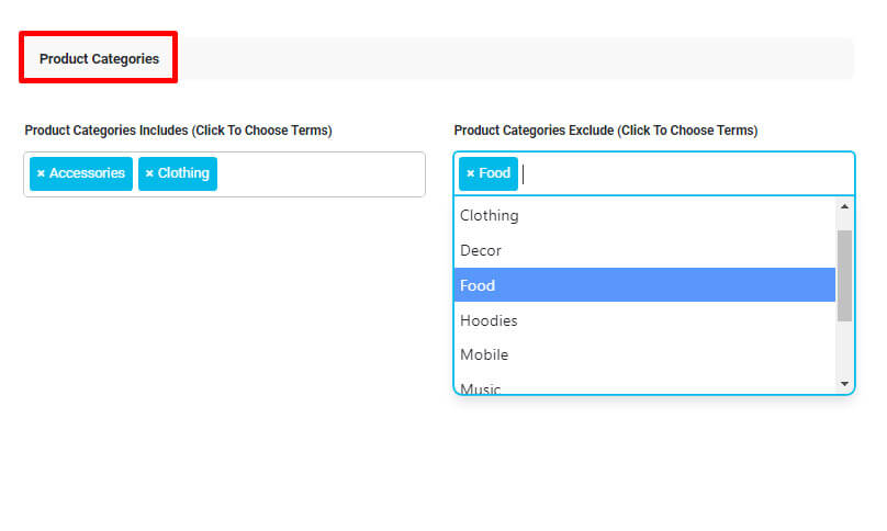 select products by category to show in product table