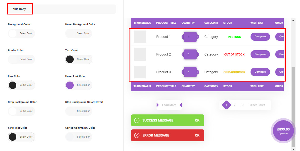 Change table body template in woocommerce product table plugin