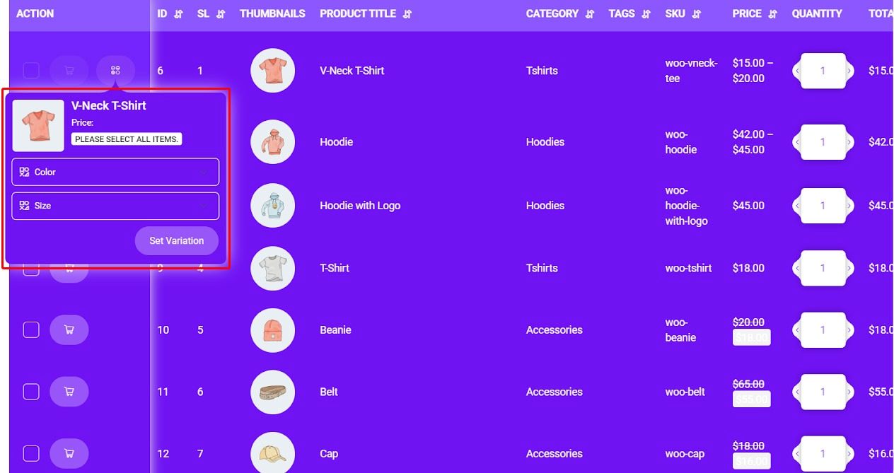 select custom attributes directly from the action column