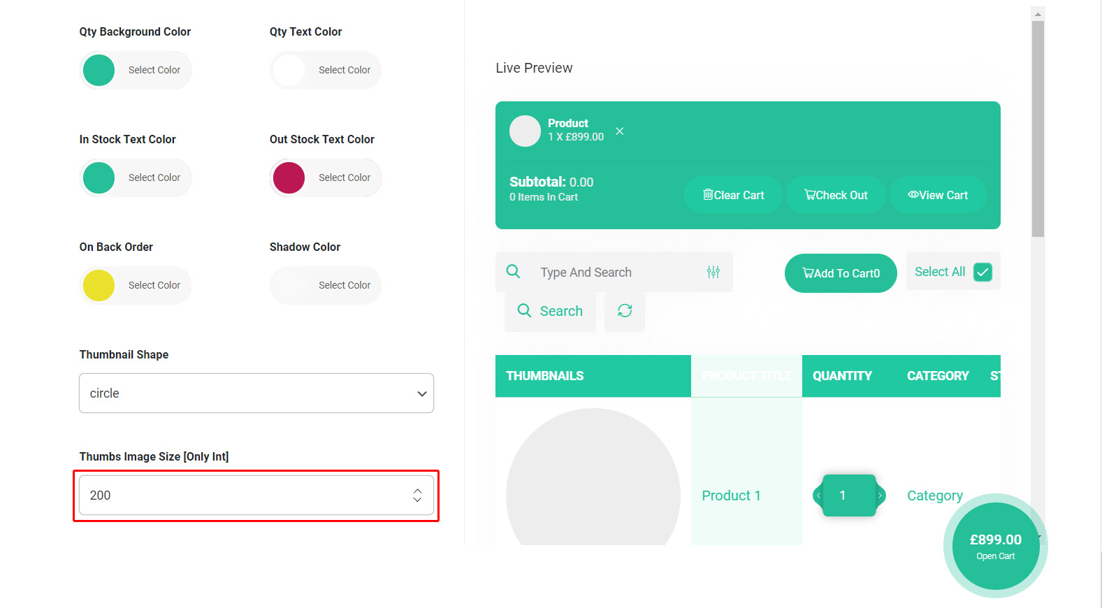 Change thumbs image size in WooCommerce product table plugin
