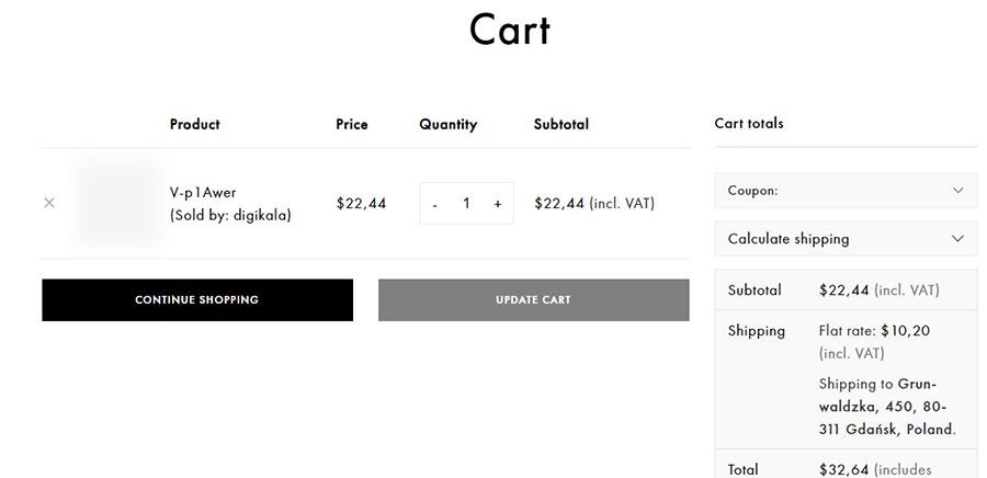 cart page in woocommerce