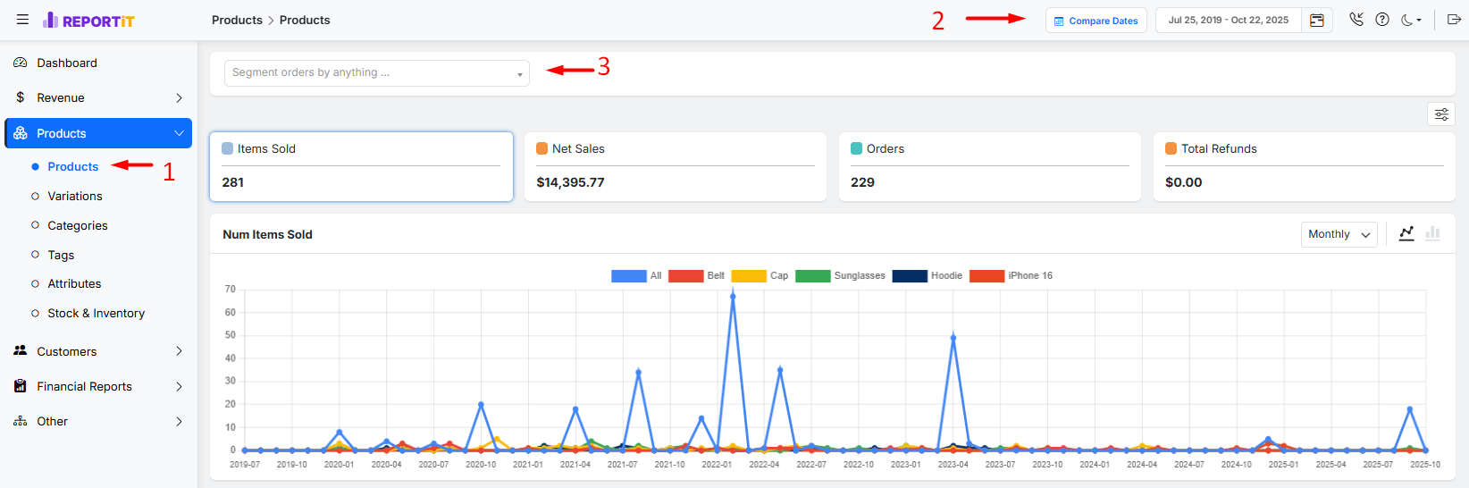 Open Product report in Reportit by ithemelandco