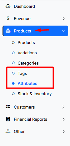 Open product tags and attributes report