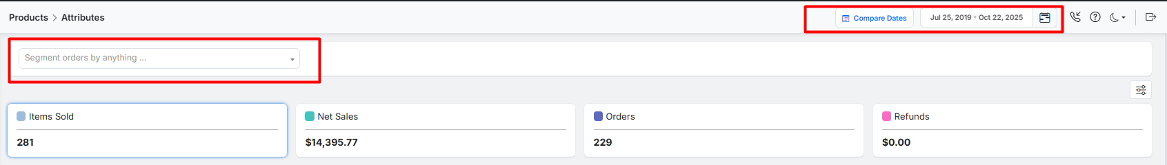 Filter data and date in product attribute report