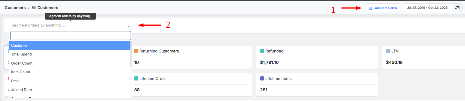Filter customer report