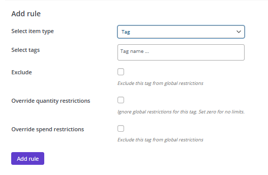 Apply bulk action restriction rule for tags