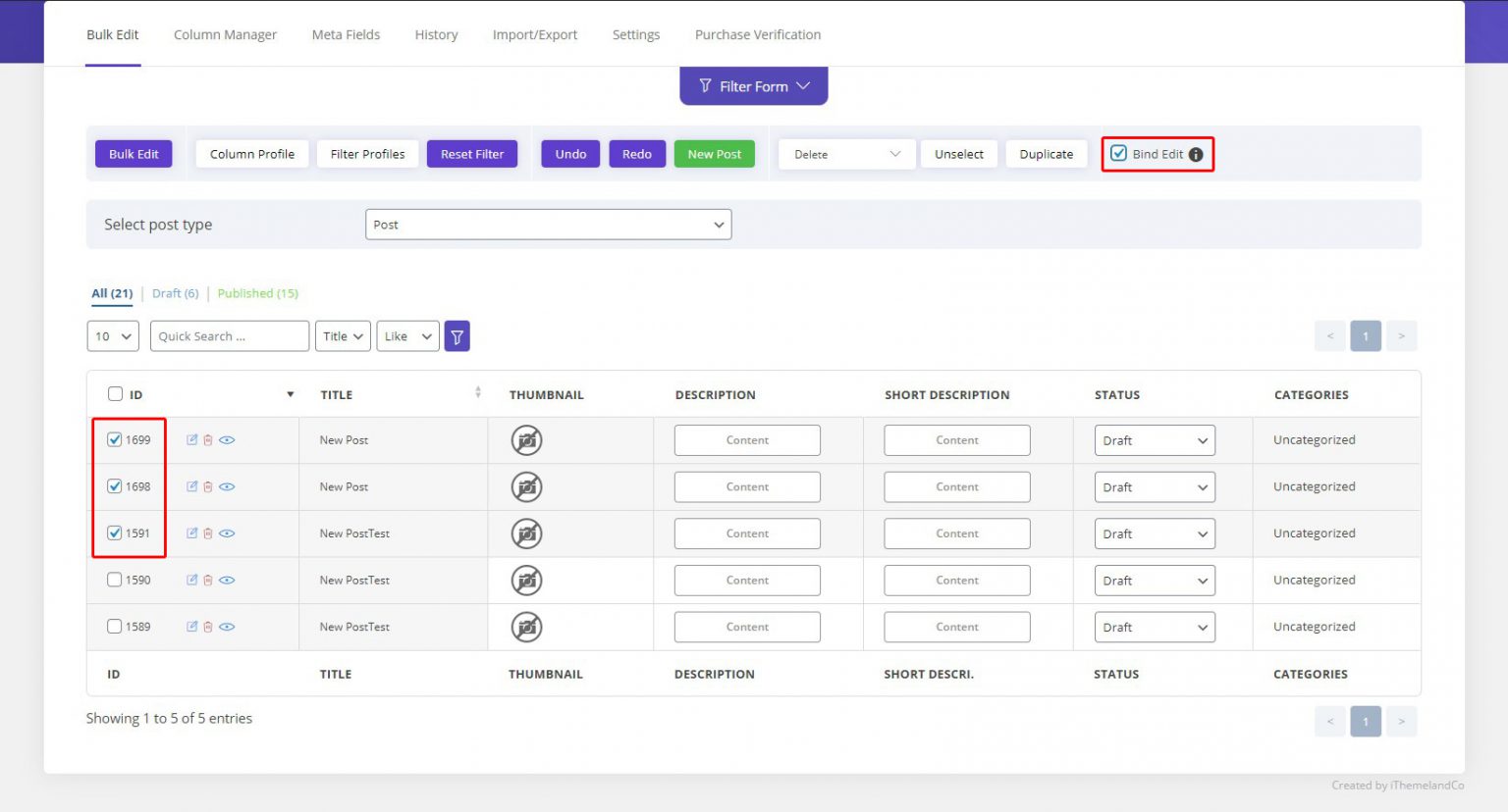 How to bulk edit post and custom post category in WordPress