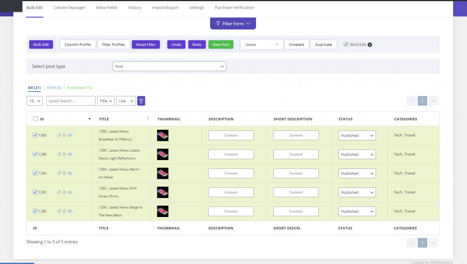How to inline edit post image in WordPress bulk posts editing plugin? WordPress Bulk Post Editing