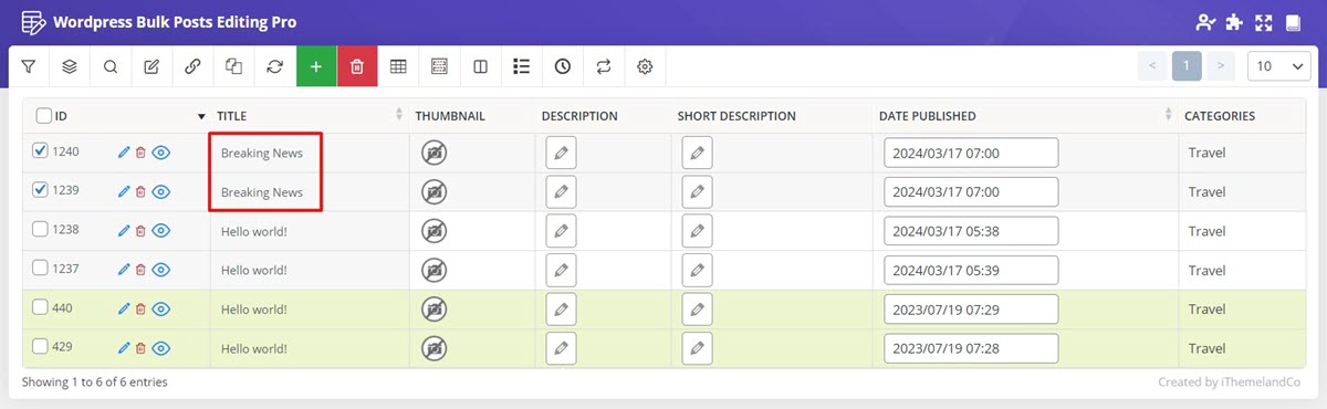 Using redo button to revert last undo in wordpress bulk post editing plugin