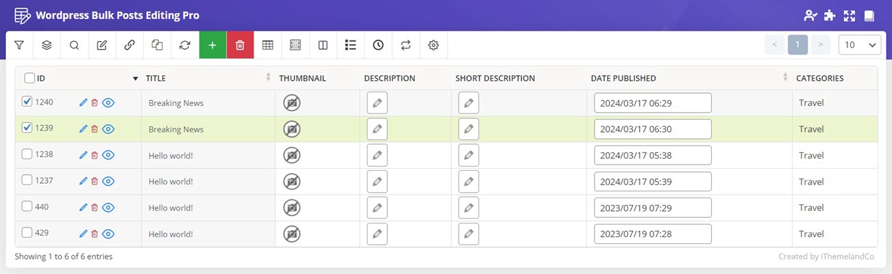 Using undo button to revert last work in wordpress post bulk editing plugin