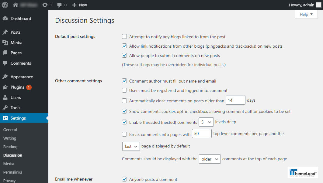 Wordpress discussion page