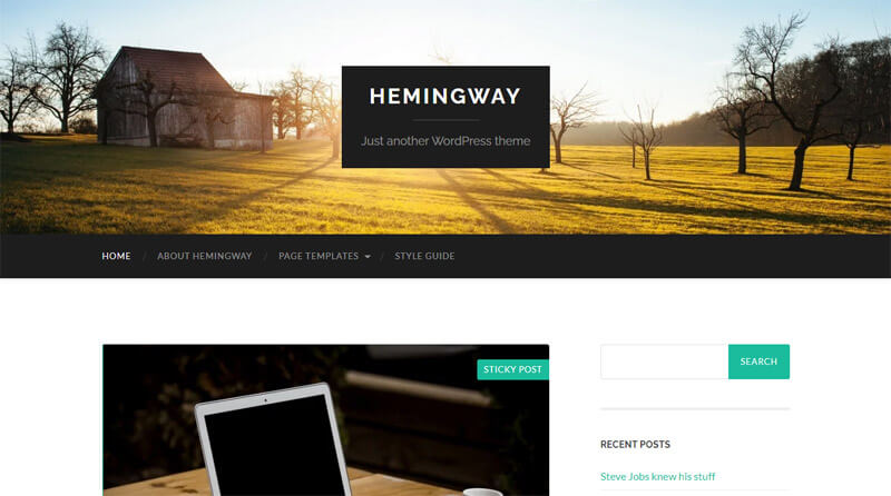 Install WordPress theme Hemingway from WordPress repository