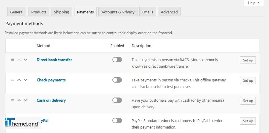 WooCommerce Payments settings