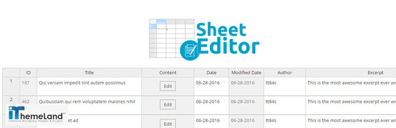 WP sheet editor plugin