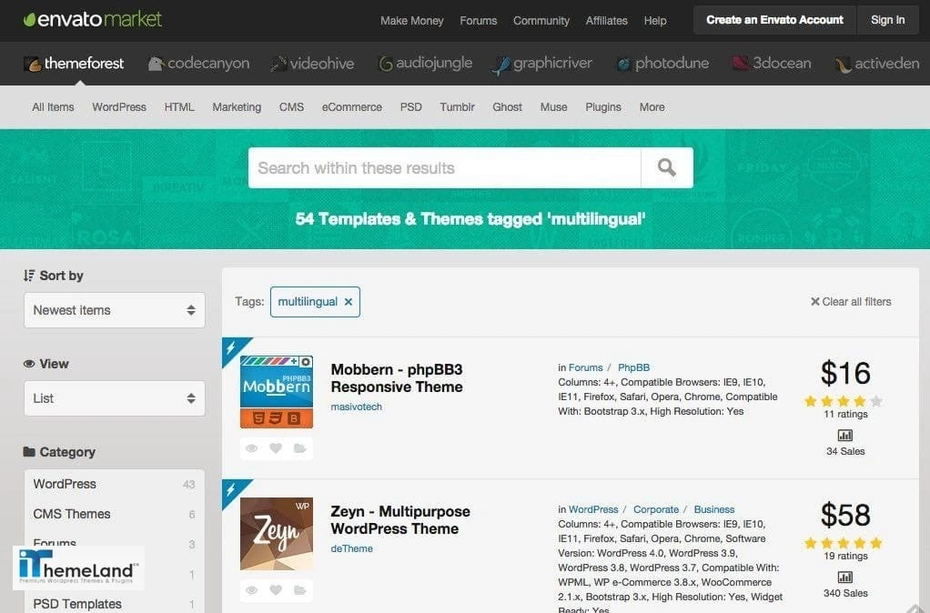 Themeforest multilingual WordPress Themes