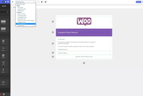 Select email template in WooCommerce email template plugin