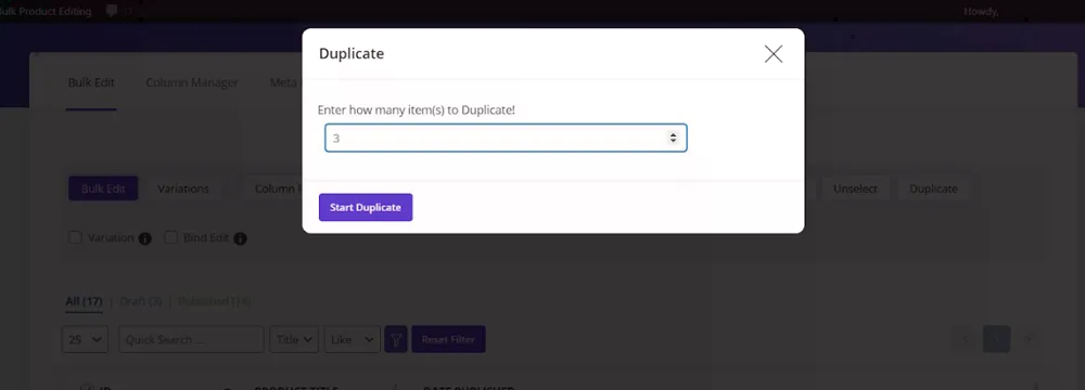 woocommerce bulk duplicate products