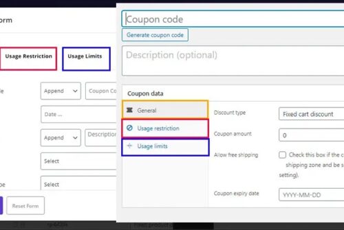 Woocommerce coupon, Usage restriction, usage limits and set discount
