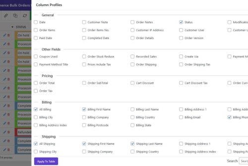All of WooCommerce order's fields are available such: billing and shipping fields