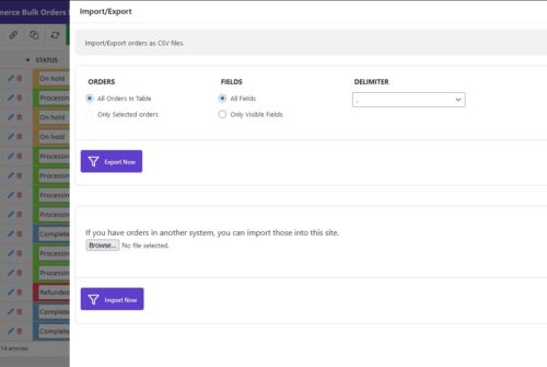 Export and import WooCommerce orders