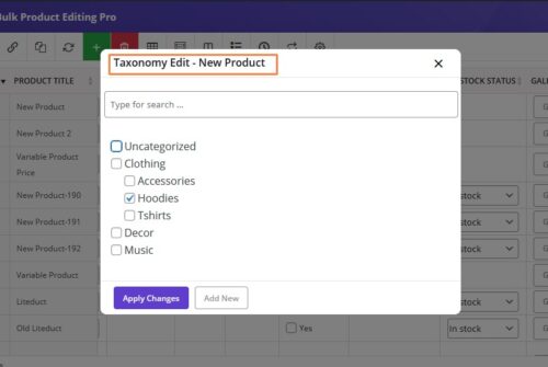 Assign category, tag and taxonomy to woocommerce products