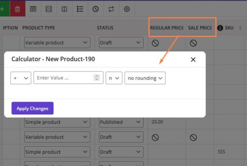 Bulk edit regular price and sale price for WooCommerce products