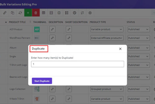 duplicate WooCommerce variable products