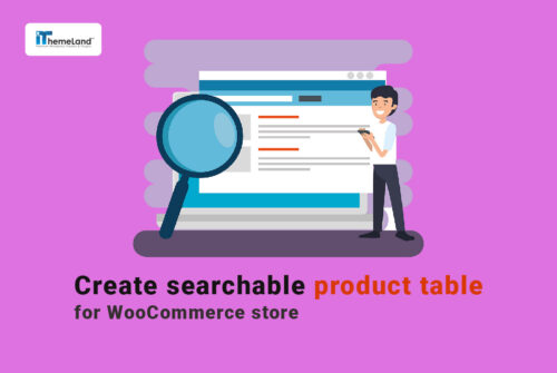 create searchable product table for woocommerce store