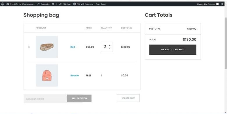 result automatically adding gift to cart with certain amount