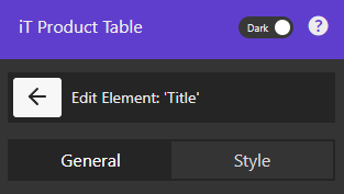 general and setting tab in title element