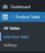 open it product table menu and select add new option in the WordPress dashboard