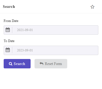set date range in search form and click search icon