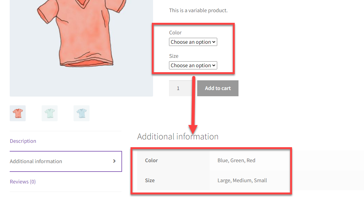 show WooCommerce product variations in combo box