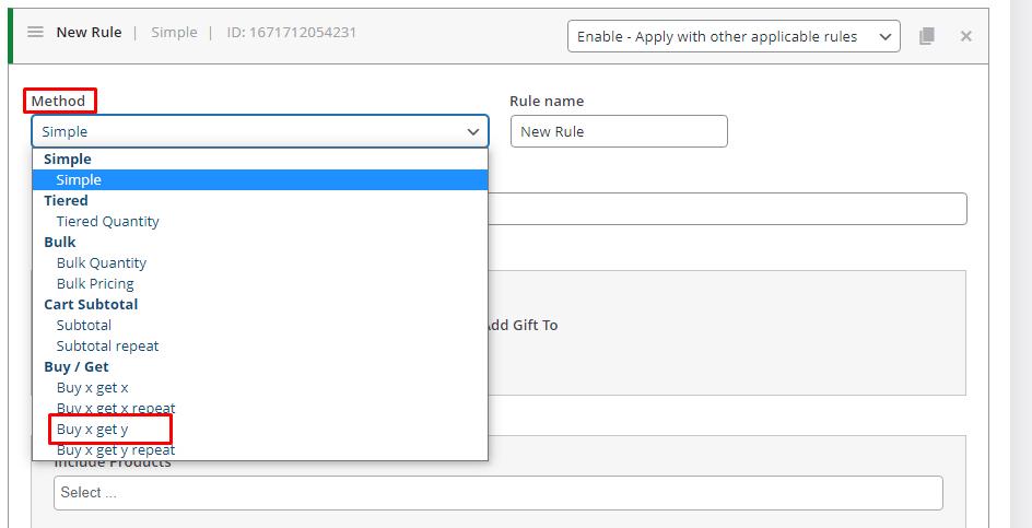 add method option in rule free gifts WooCommerce