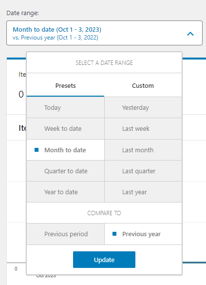 filter variation report by date in WooCommerce