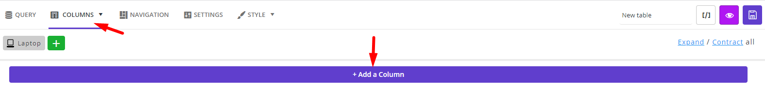 select columns tab and click add a column button in WooCommerce