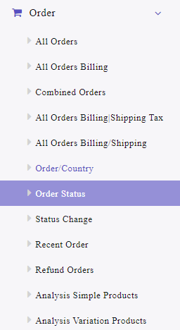 select order status menu in order section