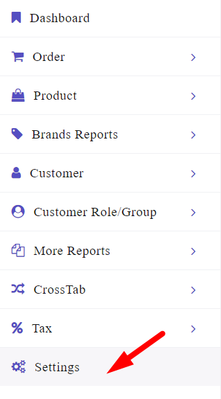 select settings section in report plugin WooCommerce