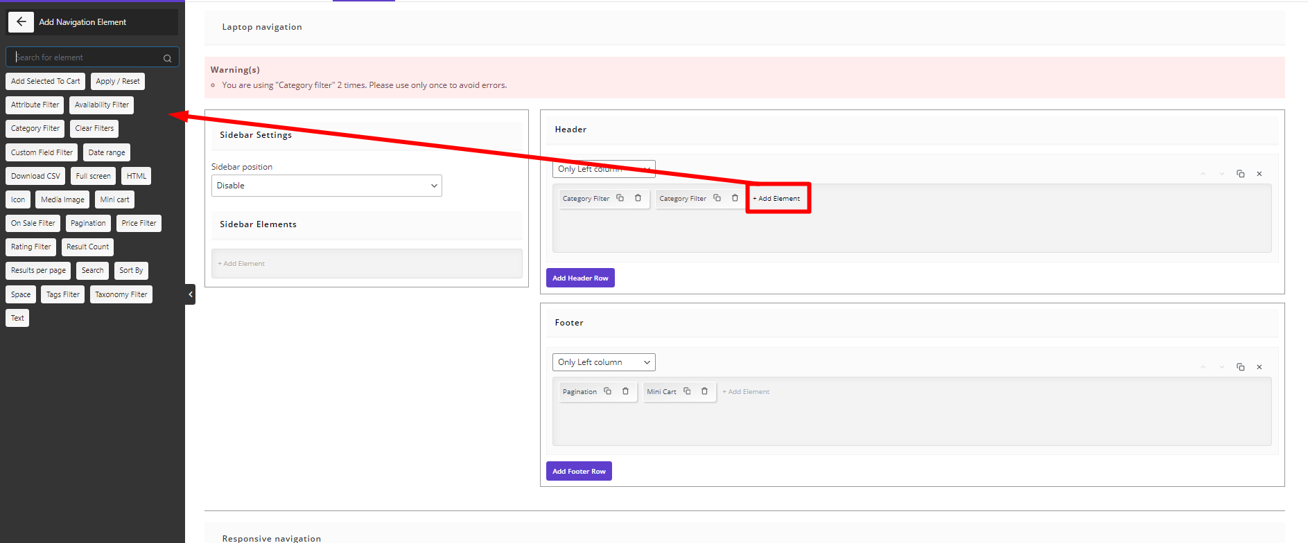 add element in header table WooCommerce