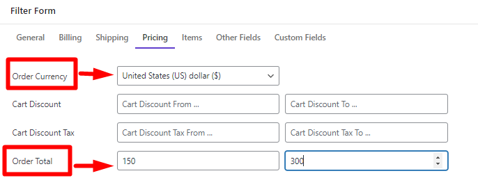 filter orders by pricing in WooCommerce